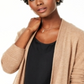 Cardigan de cashmere feminino Charter Club com frente aberta, marrom, tamanho extragrande