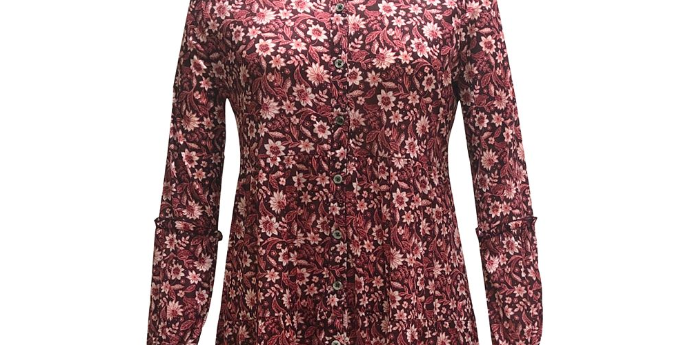 Túnica feminina com estampa floral estilo &amp; co, vermelha, tamanho extragrande