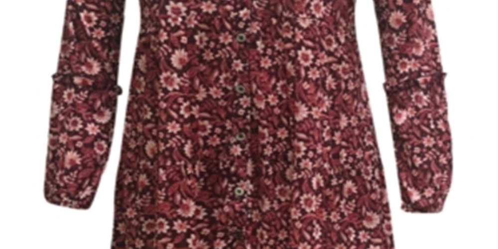 Túnica feminina com estampa floral estilo &amp; co, vermelha, tamanho extragrande