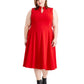 Vestido Calvin Klein Feminino Plus Size com Babados, Gola V, Sem Mangas, Vermelho, Tamanho 22W