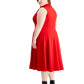 Vestido Calvin Klein Feminino Plus Size com Babados, Gola V, Sem Mangas, Vermelho, Tamanho 22W