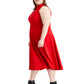 Vestido Calvin Klein Feminino Plus Size com Babados, Gola V, Sem Mangas, Vermelho, Tamanho 22W