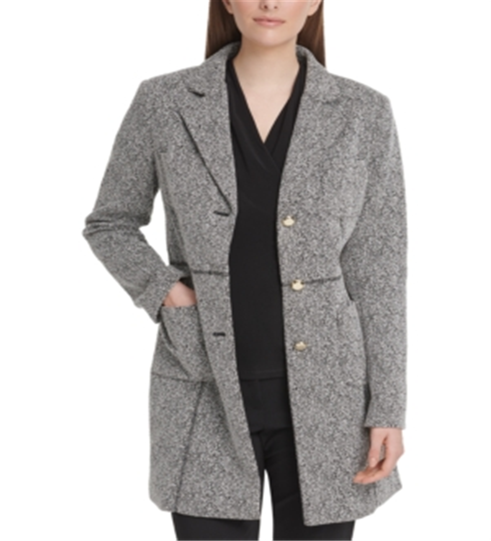 Jaqueta DKNY Feminina Speckled Knit Topper - Cinza - Tamanho 8