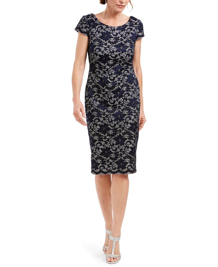Vestido feminino bordado com glitter azul tamanho 12 da Connected