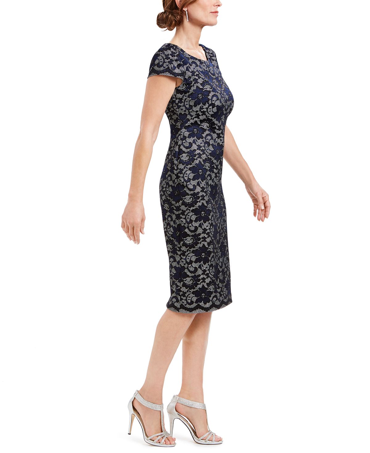 Vestido feminino bordado com glitter azul tamanho 12 da Connected