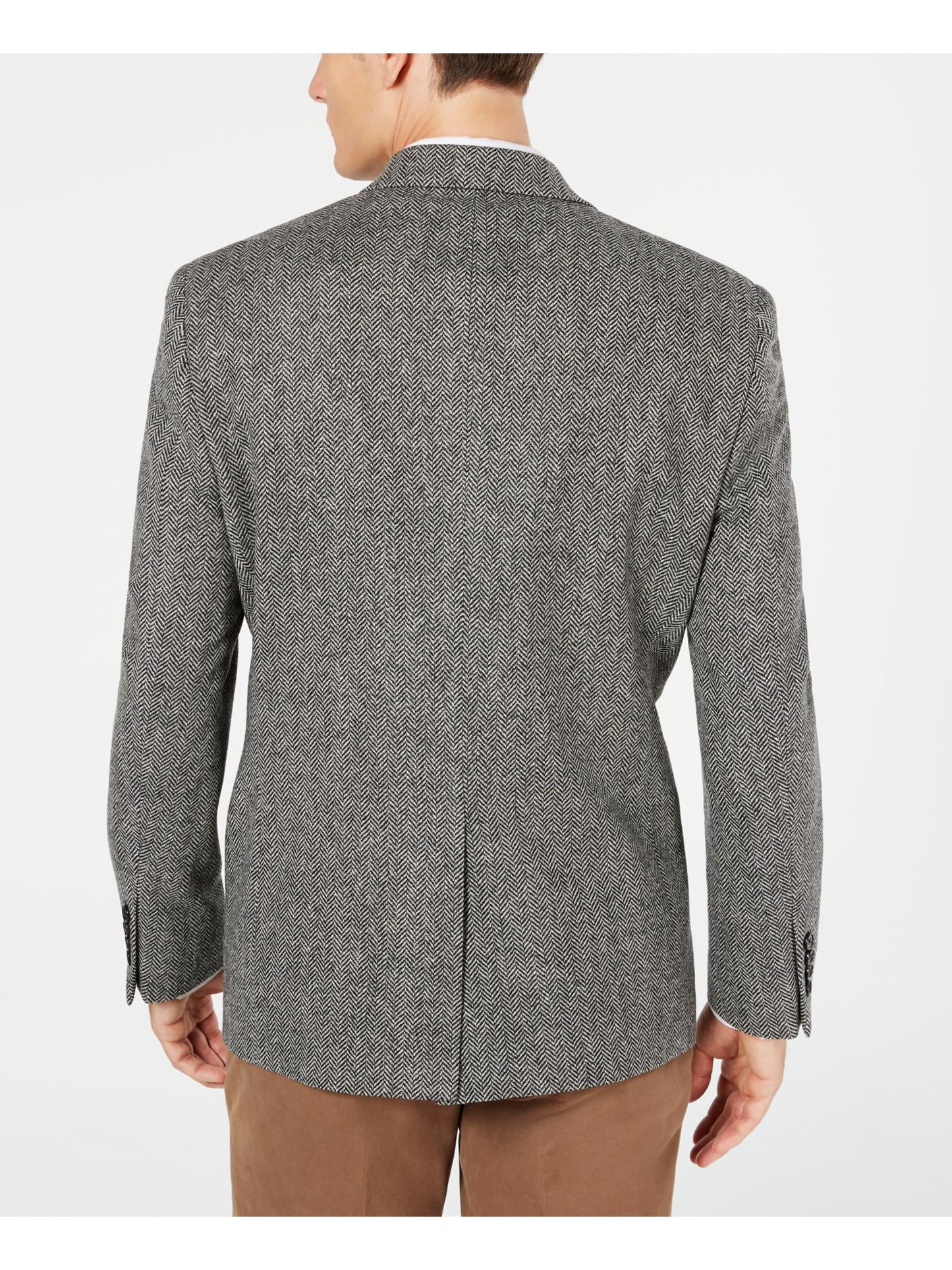 Terno Ralph Lauren Ultraflex Herringbone Regular Fit Lã Misturada Masculino Cinza Tamanho 40L