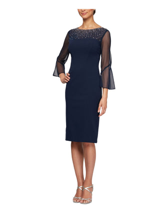 Alex Evenings Women's Short Sheath Dress Blue Size 6