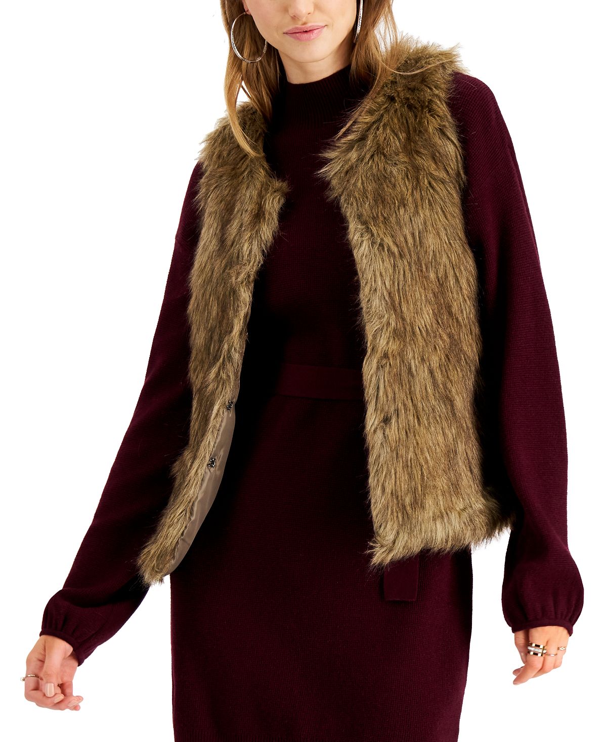 Colete de pele sintética Say What Junior's marrom tamanho X-Grande