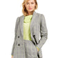 Blazer xadrez trespassado feminino Bar III para usar no trabalho, jaqueta cinza, tamanho XX-G