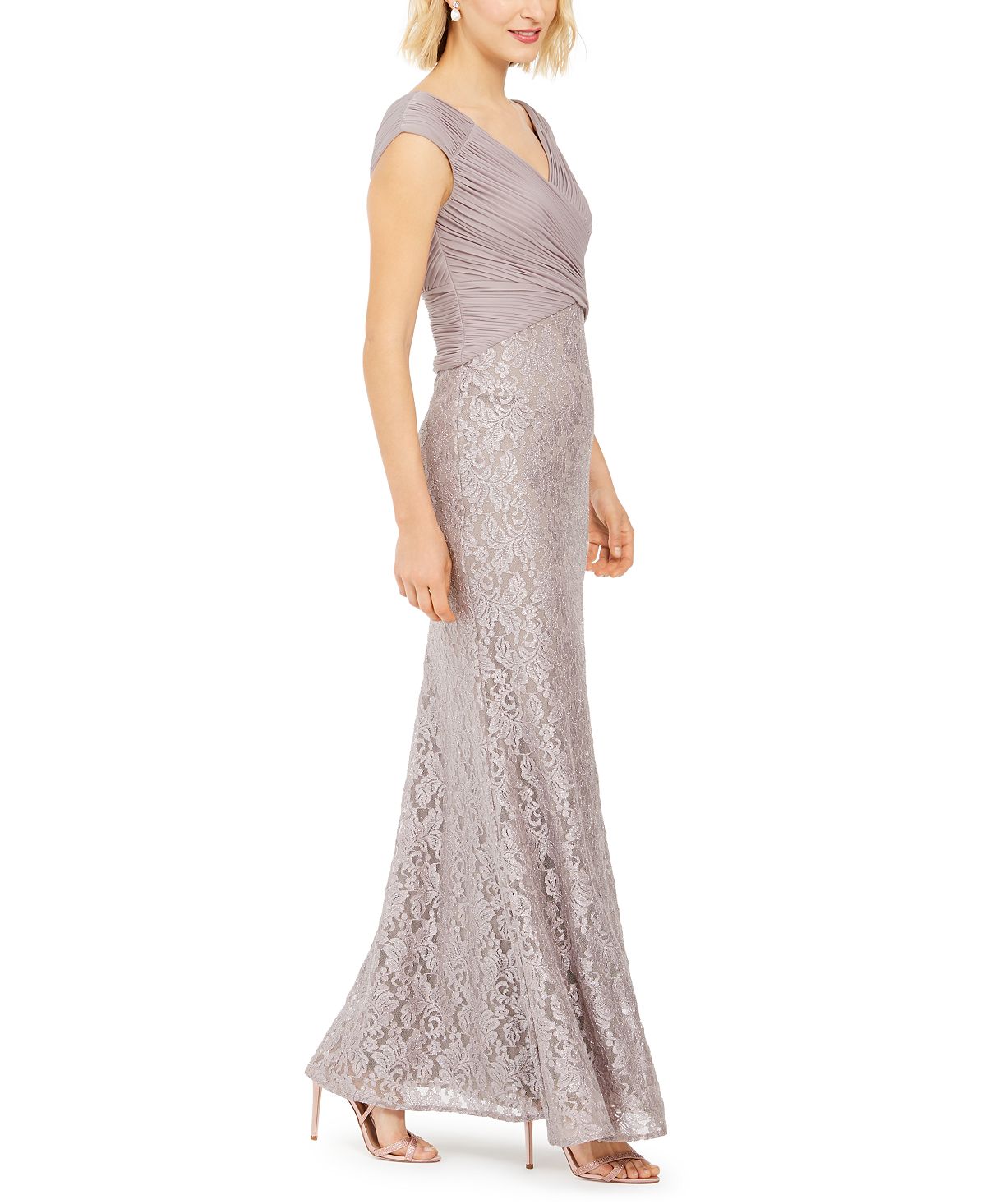 Vestido de festa feminino Jessica Howard com babados, glitter e renda, marrom, tamanho 8
