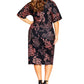 Vestido feminino City Chic Trendy Plus com estampa floral, preto, tamanho 16W