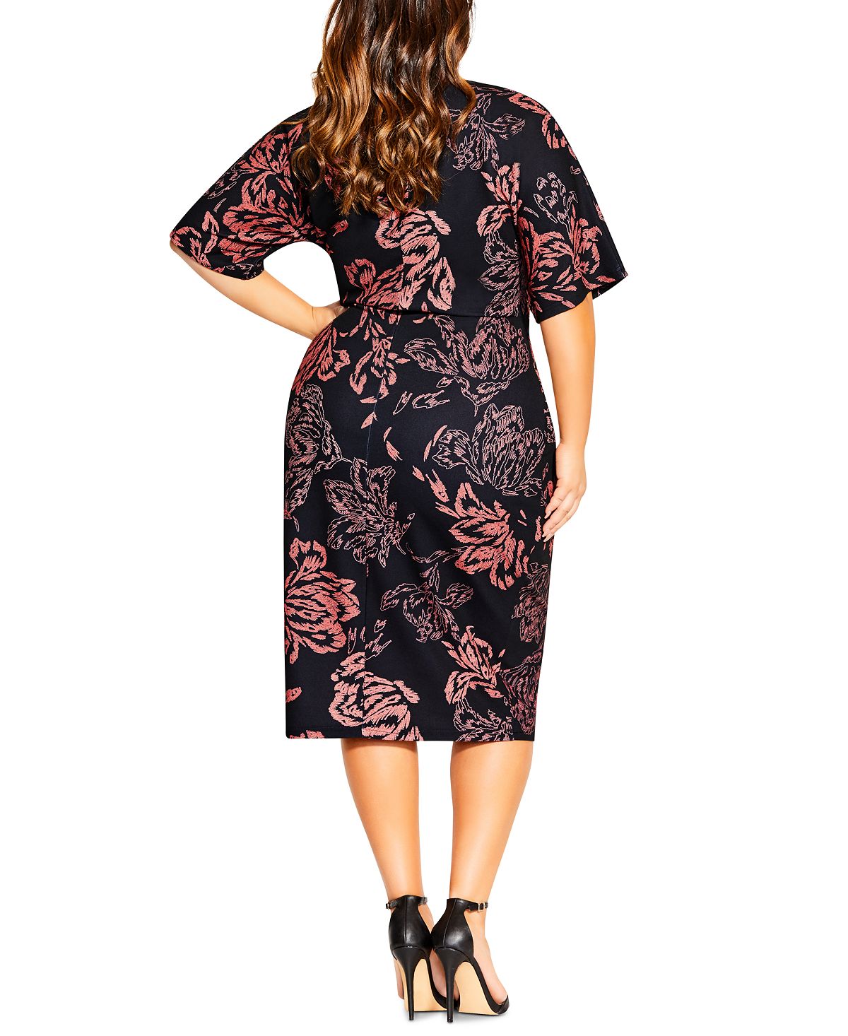 Vestido feminino City Chic Trendy Plus com estampa floral, preto, tamanho 16W