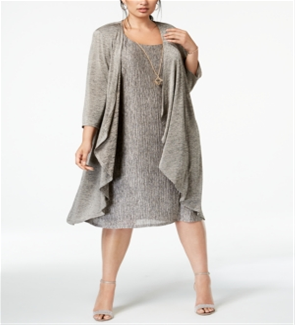 Vestido feminino sem mangas com decote redondo e alças finas MIDI R &amp; M Richards para usar no trabalho, preto, tamanho 22W