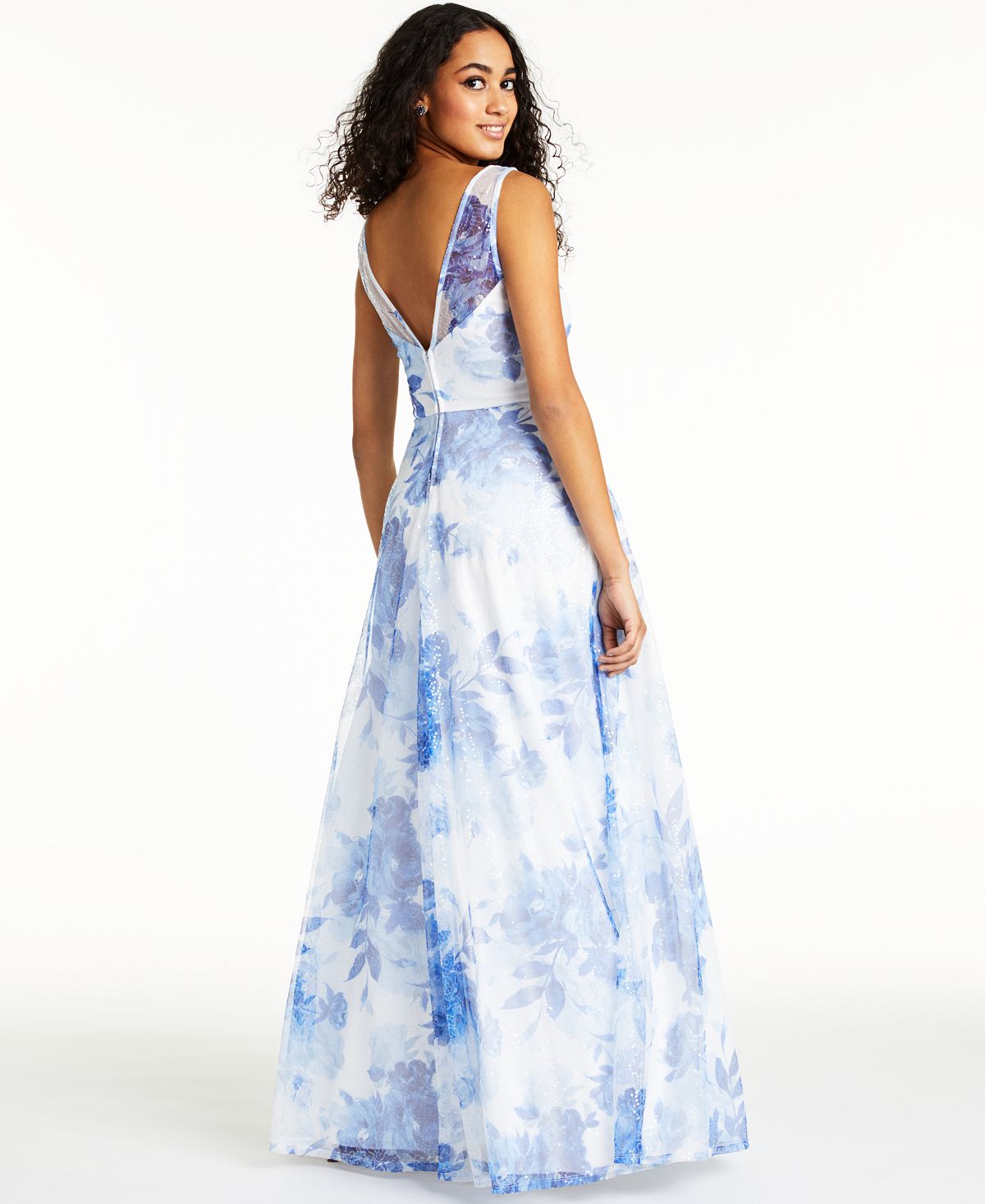 Vestido de festa longo com lantejoulas e decote em V, sem mangas, comprimento total, tamanho 9, branco, Trixxi