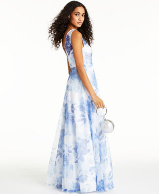 Vestido de festa longo com lantejoulas e decote em V, sem mangas, comprimento total, tamanho 9, branco, Trixxi