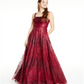 Diga sim ao vestido de baile de formatura com glitter em malha vinho tamanho 7-8