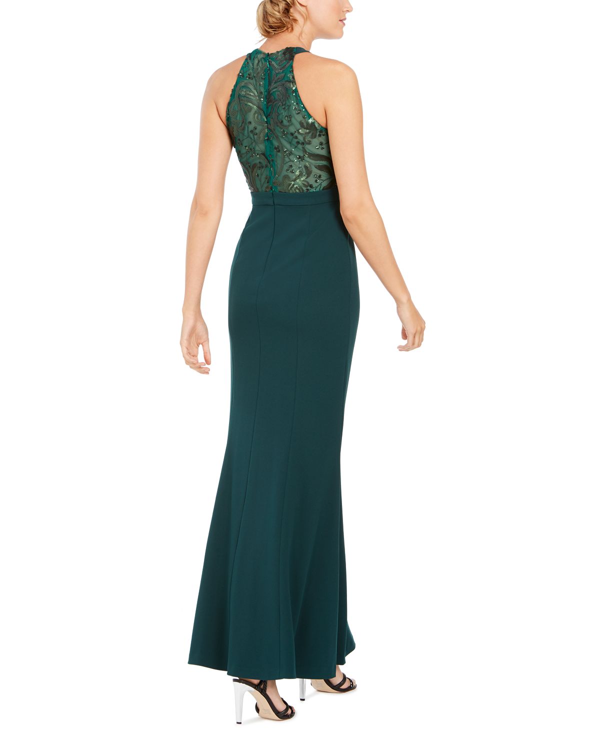 Vestido formal Calvin Klein feminino, sem mangas, com zíper, comprimento total, cintura império, azul, tamanho 16
