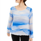 Blusa feminina Alfani listrada com decote redondo, azul, tamanho XX-G