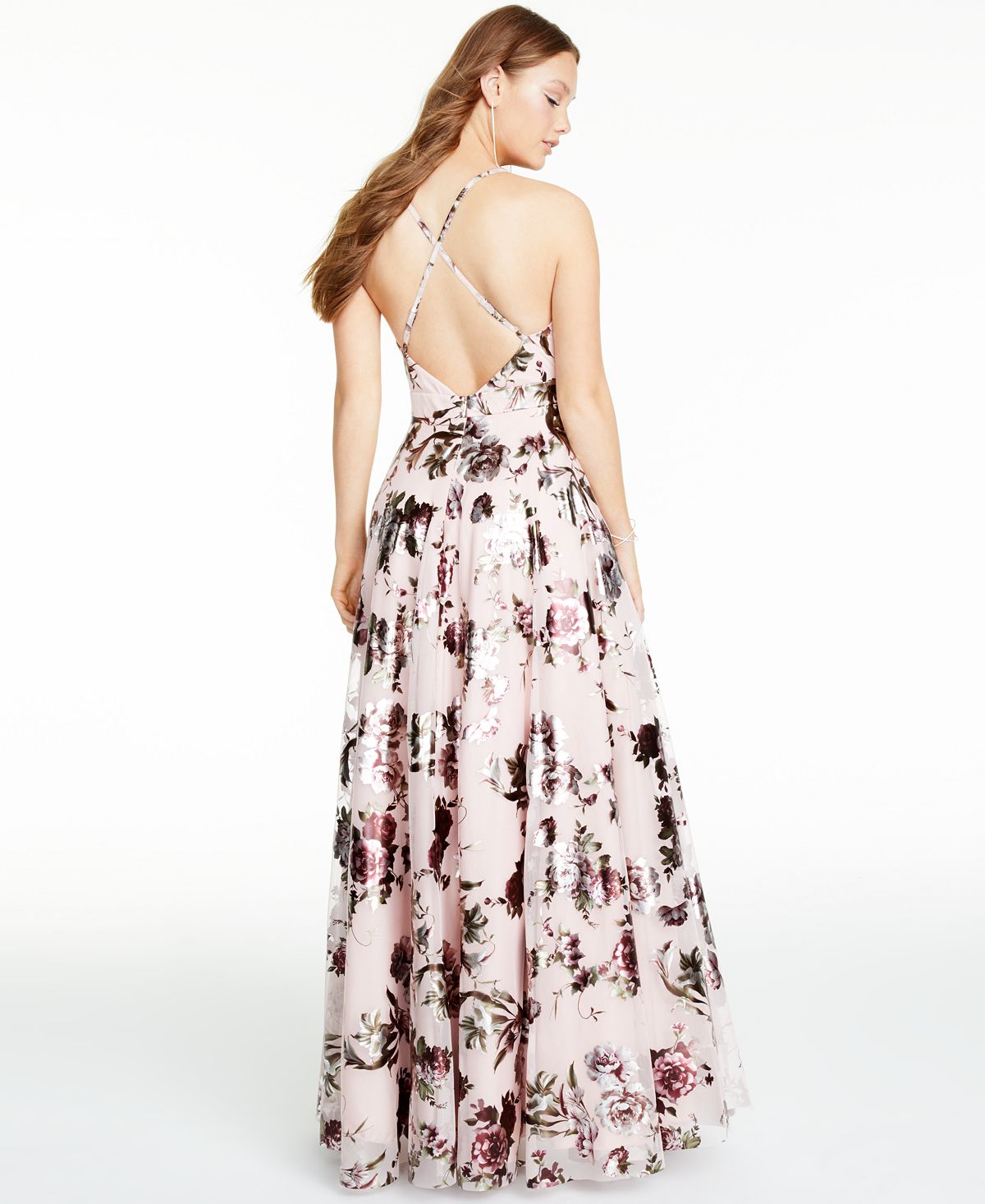 Vestido de noite longo metálico feminino City Studio, rosa, tamanho 16