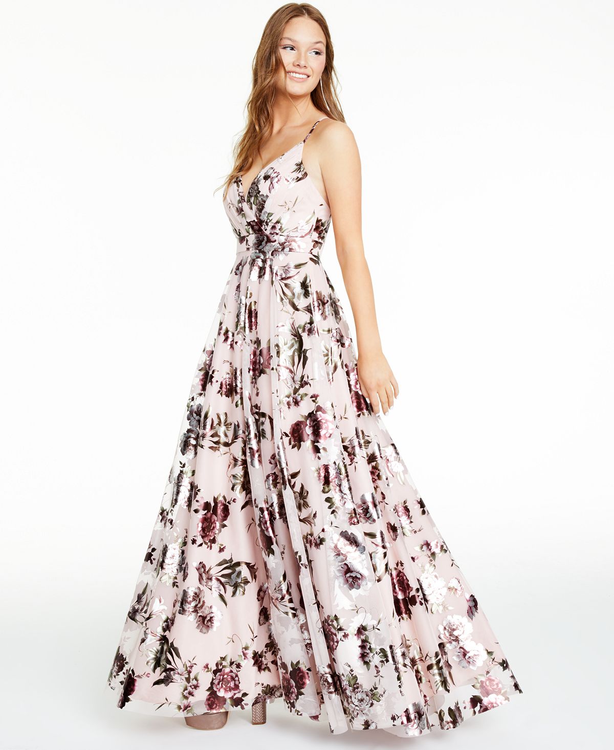 Vestido de noite longo metálico feminino City Studio, rosa, tamanho 16