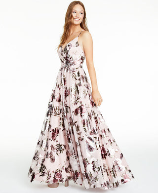 Vestido de noite longo metálico feminino City Studio, rosa, tamanho 16