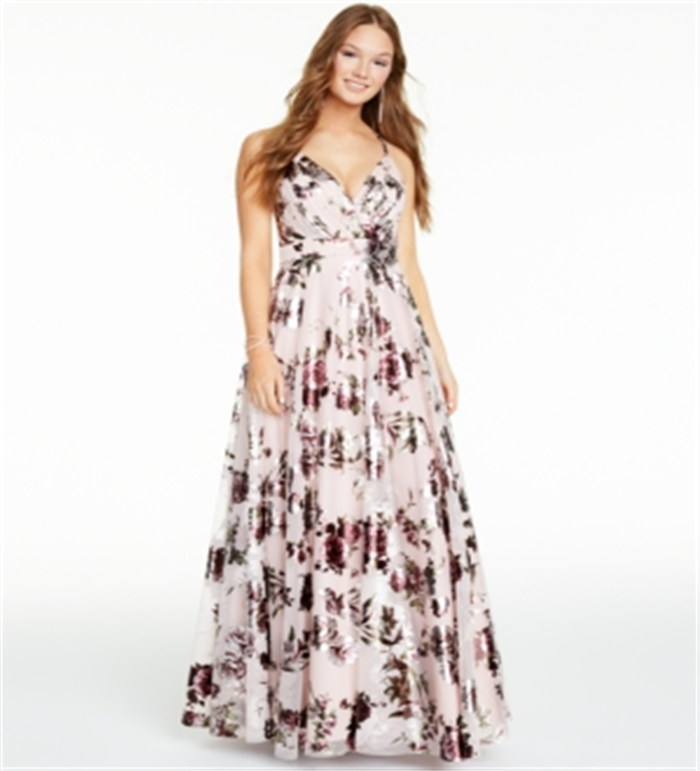 Vestido de noite longo metálico feminino City Studio, rosa, tamanho 16