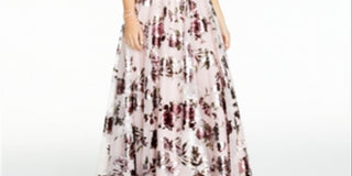 Vestido de noite longo metálico feminino City Studio, rosa, tamanho 16