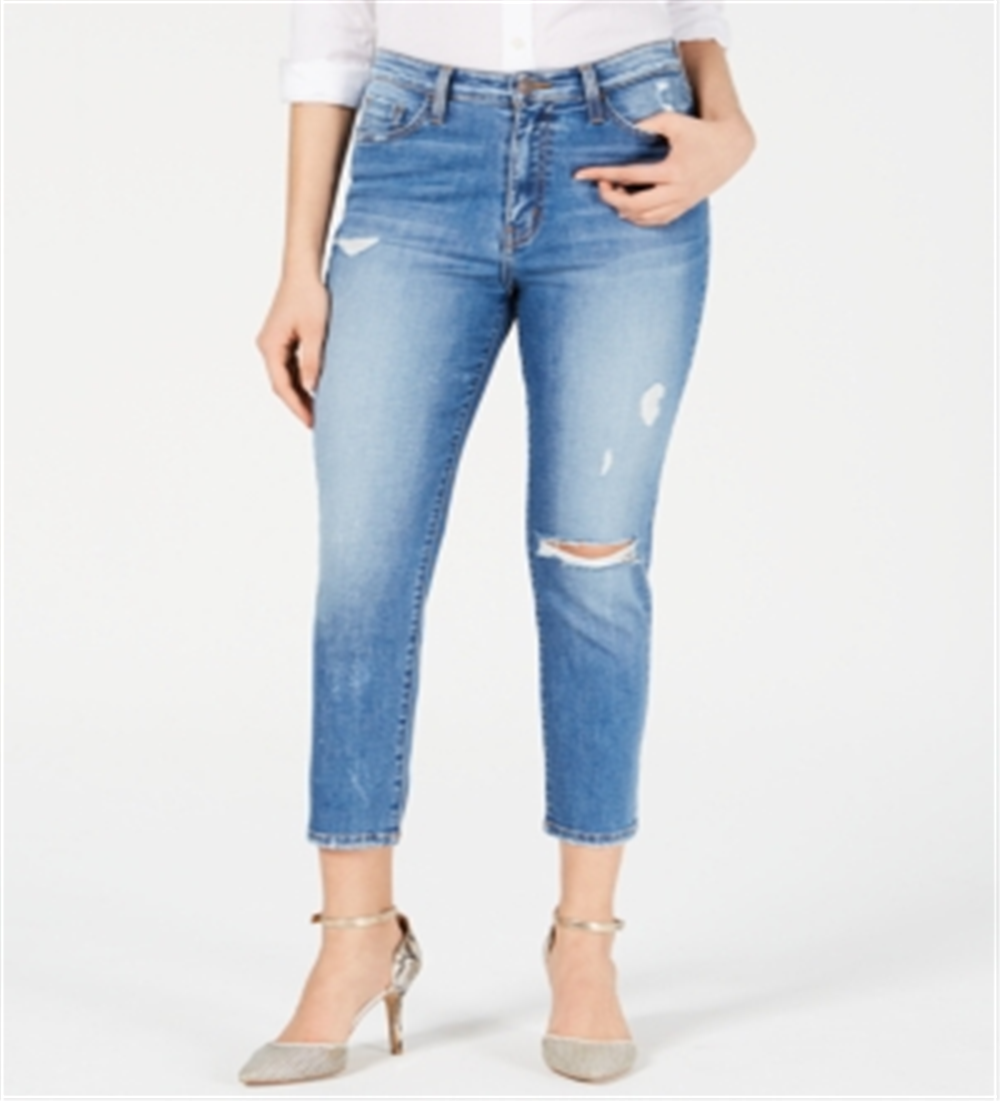 Calça jeans feminina Flying Monkey La Jolla Light Washed Distressed Mom Azul Tamanho 24