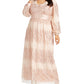 Vestido longo feminino com lantejoulas e gola joia, manga comprida, marrom, tamanho 18W, da R&amp;M Richards