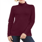 Karen Scott Blusa de gola alta feminina de algodão, vinho, tamanho pequeno, P/M