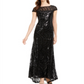 Vestido Calvin Klein Feminino Manga Curta Lantejoulas Costas em V Preto Tamanho 2