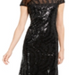 Vestido Calvin Klein Feminino Manga Curta Lantejoulas Costas em V Preto Tamanho 2