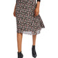 Saia midi floral feminina Maison Jules, preta, tamanho X-S