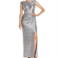 Vestido de festa longo com decote em joia e sem mangas Ralph Lauren feminino, cinza, tamanho 12