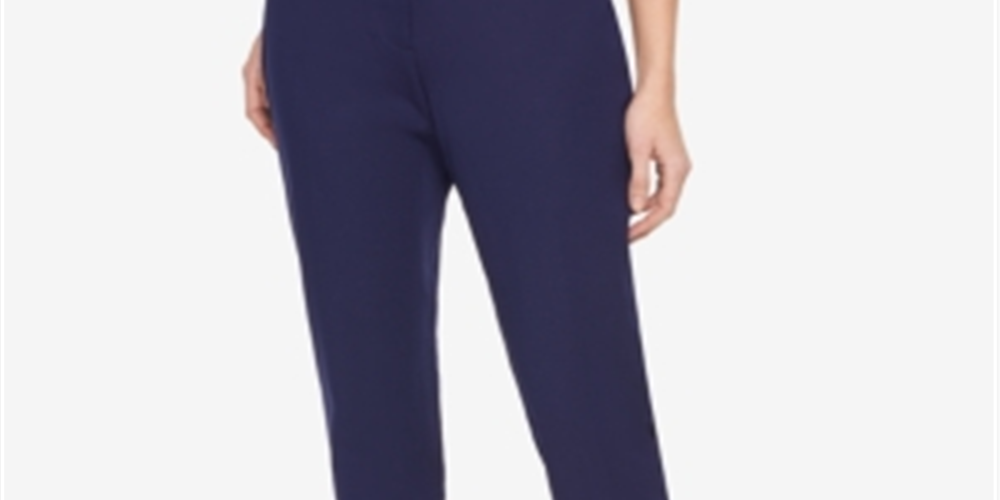Calça social feminina Tommy Hilfiger Ashby de sarja com perna reta, azul, tamanho 12