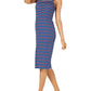 Vestido midi listrado colado Ultra Flirt Junior's Azul Tamanho M