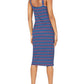 Vestido midi listrado colado Ultra Flirt Junior's Azul Tamanho M