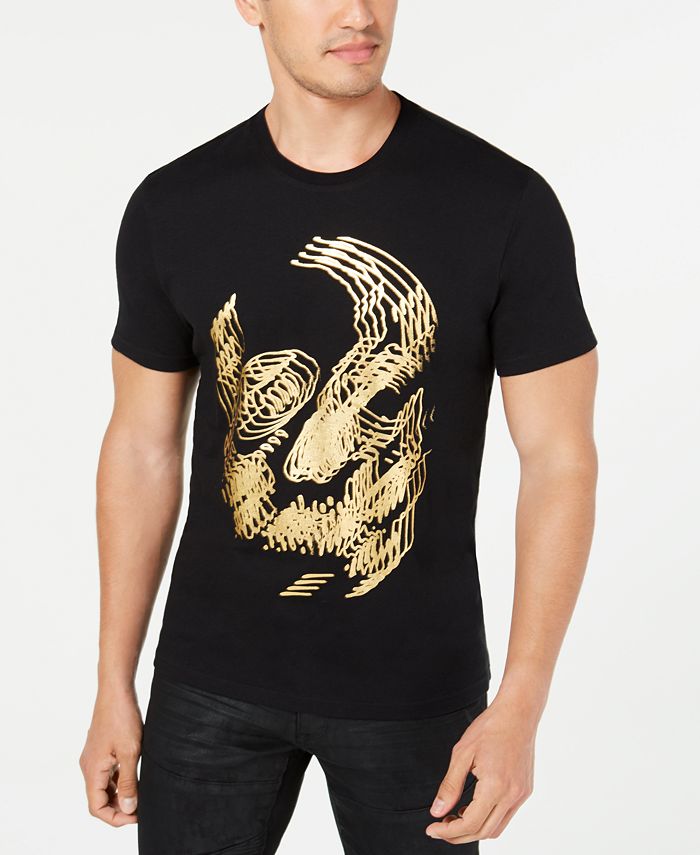 Camiseta masculina com estampa de caveira e folha de alumínio da INC International Concepts, preta, tamanho XX-G
