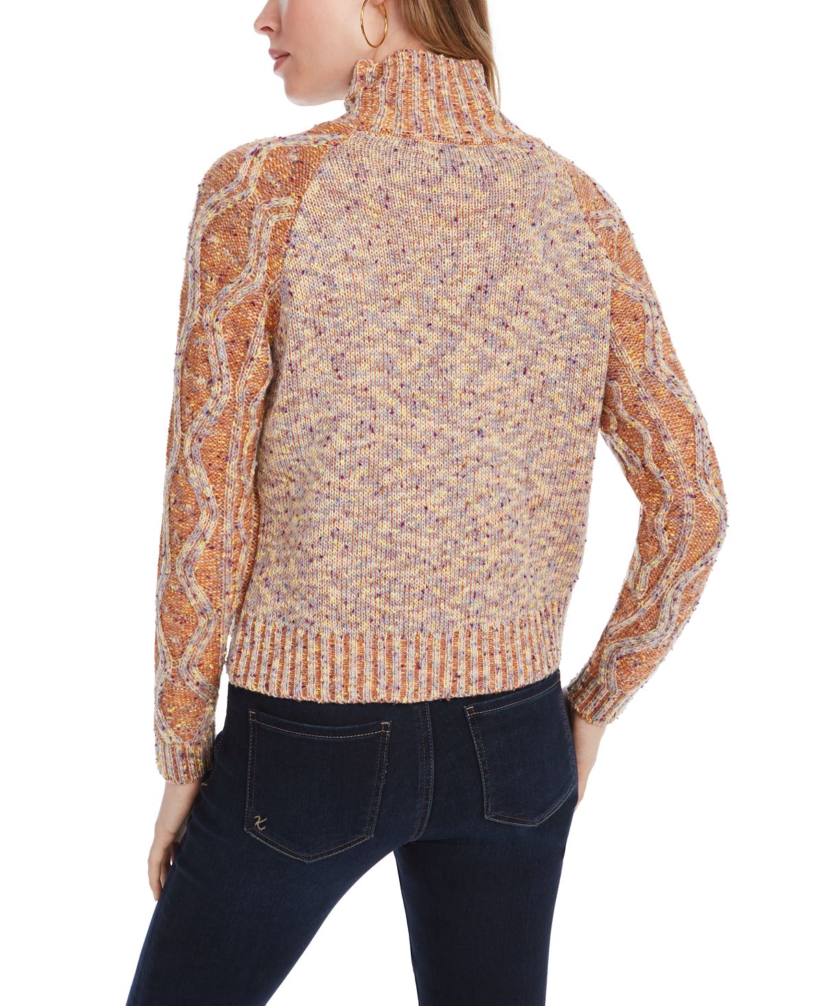 Suéter de tricô trançado feminino Kit &amp; Sky, laranja, tamanho médio
