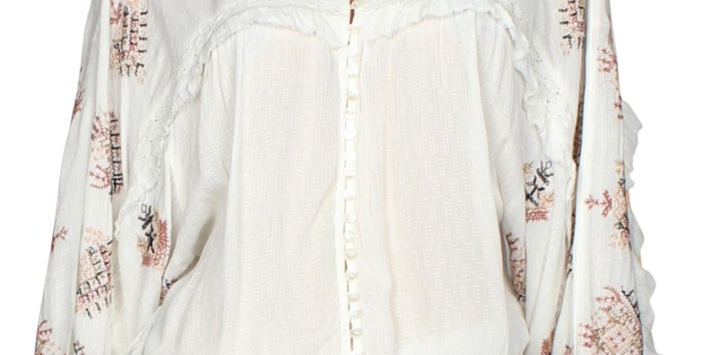 Blusa camponesa bordada Sweet Emotion da Free People para mulheres, tamanho grande, branca