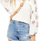 Blusa camponesa bordada Sweet Emotion da Free People para mulheres, tamanho grande, branca