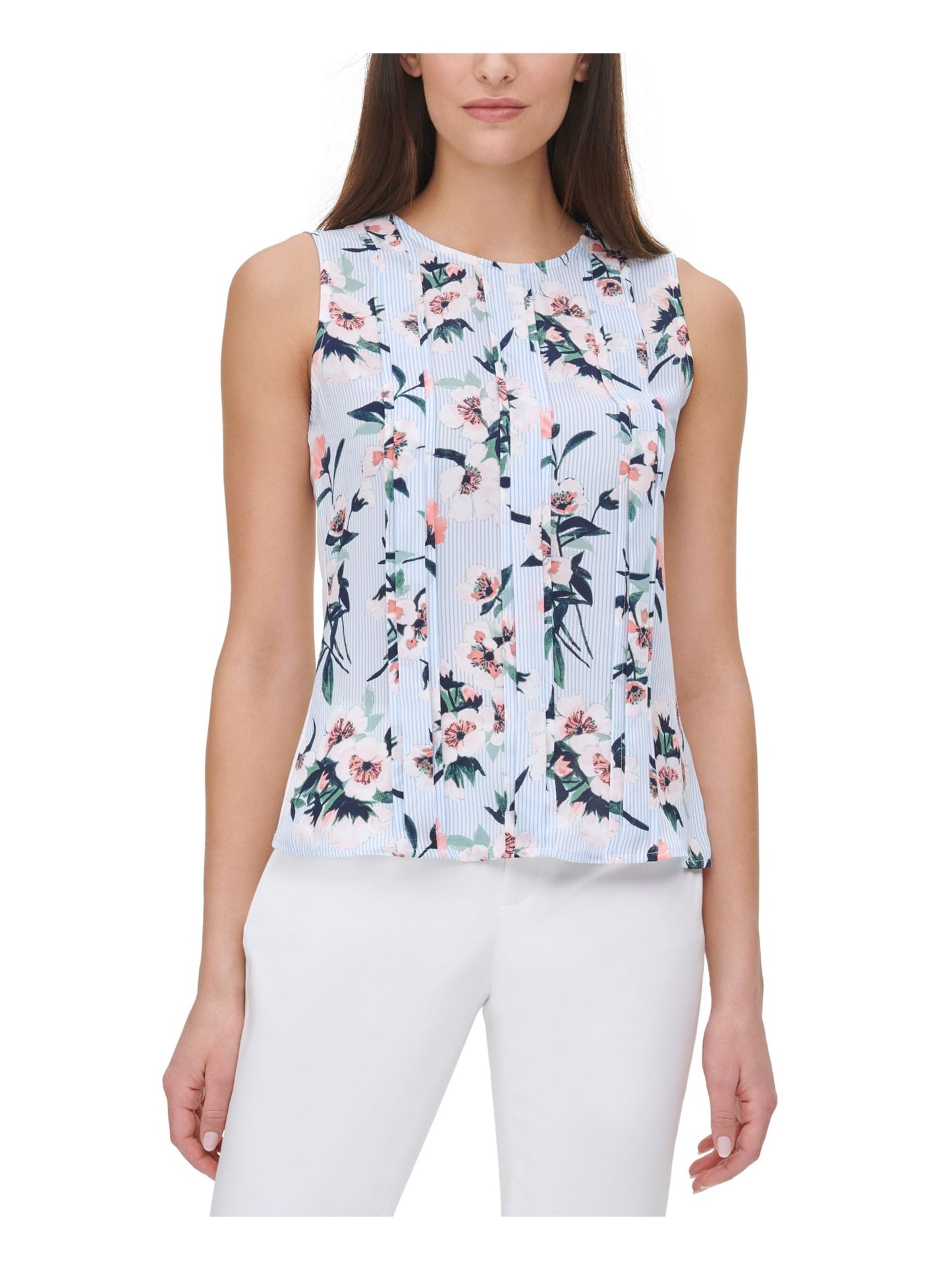 Blusa Feminina Tommy Hilfiger Floral Mix Media Azul Tamanho Médio