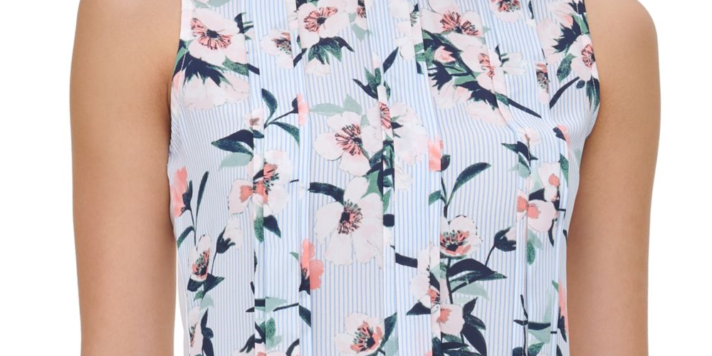 Blusa Feminina Tommy Hilfiger Floral Mix Media Azul Tamanho Médio
