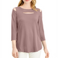 Blusa feminina Alfani com recorte frontal e ombros descobertos, tamanho XX-G