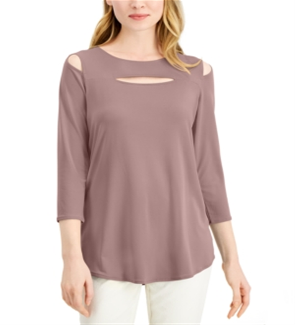 Blusa feminina Alfani com recorte frontal e ombros descobertos, tamanho XX-G
