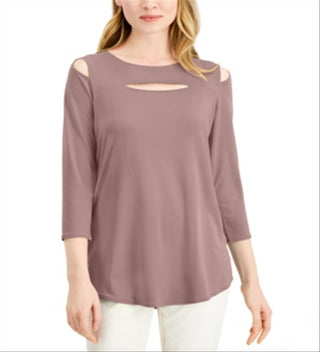 Blusa feminina Alfani com recorte frontal e ombros descobertos, tamanho XX-G