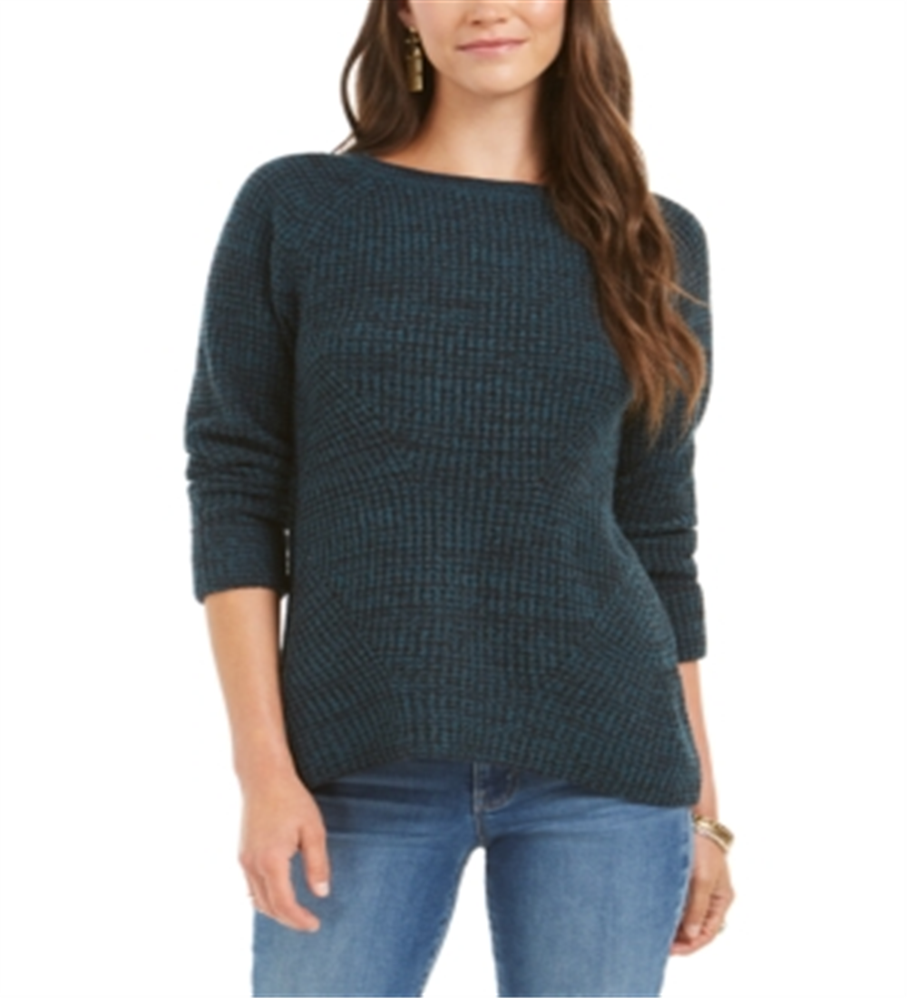 Suéter feminino de gola redonda mesclado estilo &amp; co, verde, tamanho pequeno