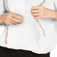 INC International Concepts Top feminino com detalhe de corrente e ombro vazado, branco, tamanho X-S