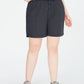 Shorts curtos femininos Ideology com bolsos e elástico, cinza, tamanho 1X