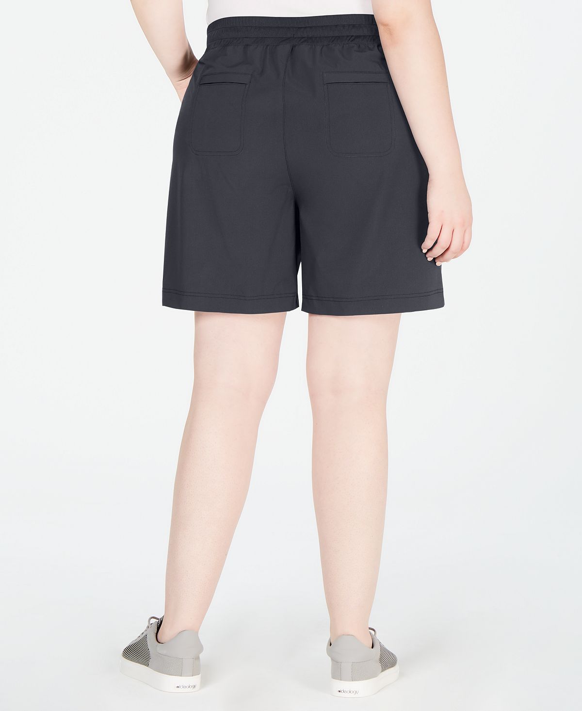 Shorts curtos femininos Ideology com bolsos e elástico, cinza, tamanho 1X